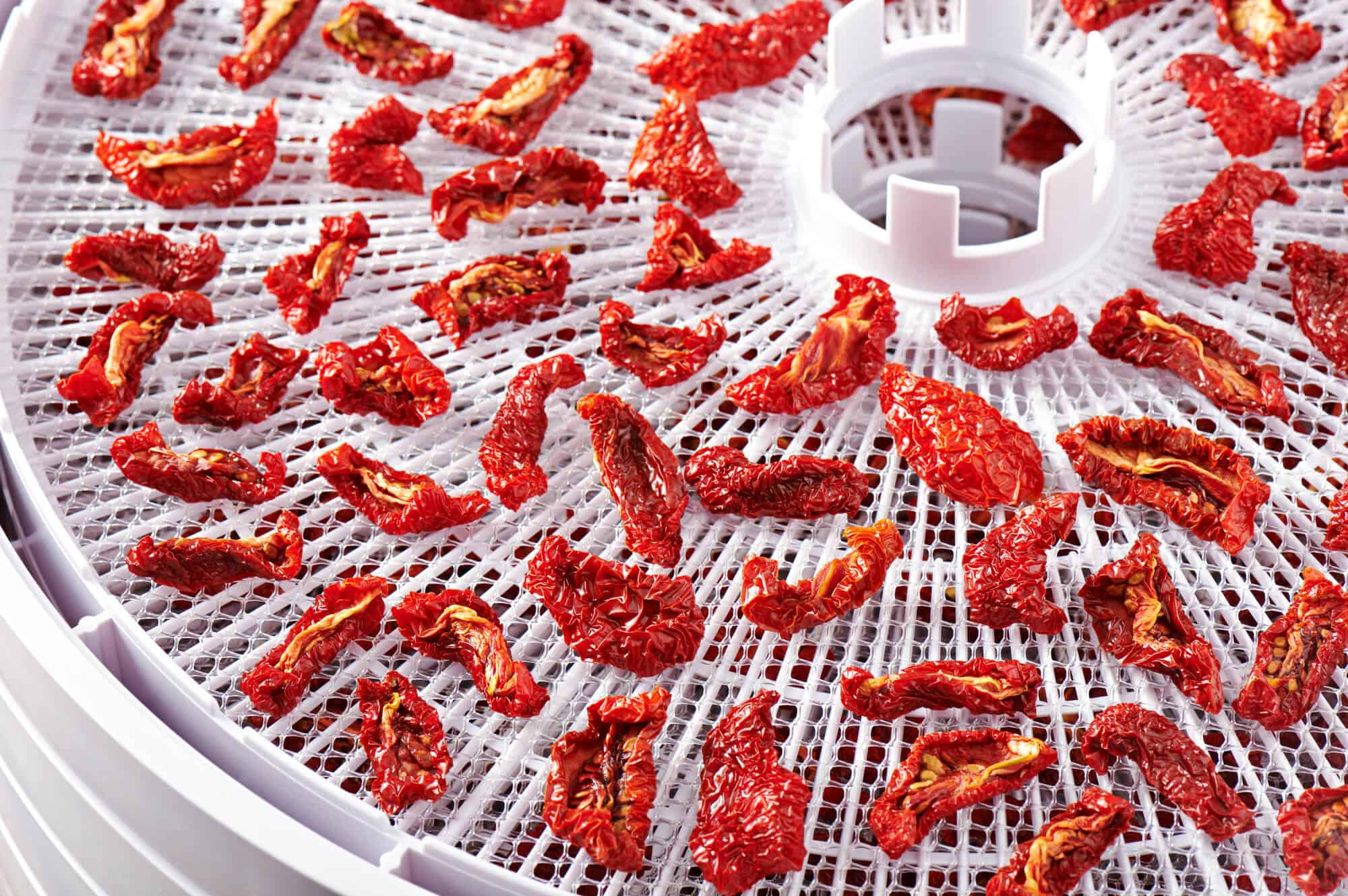 dried tomatoes on a plastic circle tray