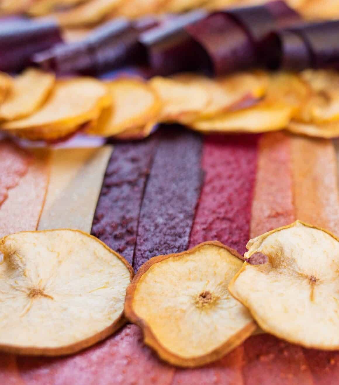 close snap of fruit leather and chips