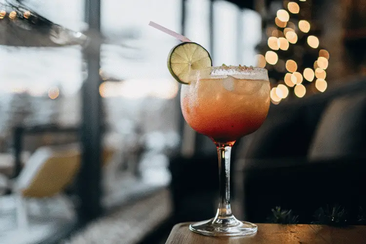 Warm winter margarita on a table.