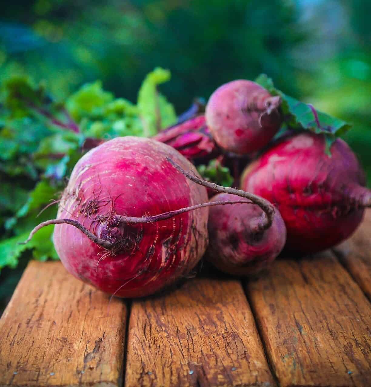 snapshot of beetroots outdoor on wooden table