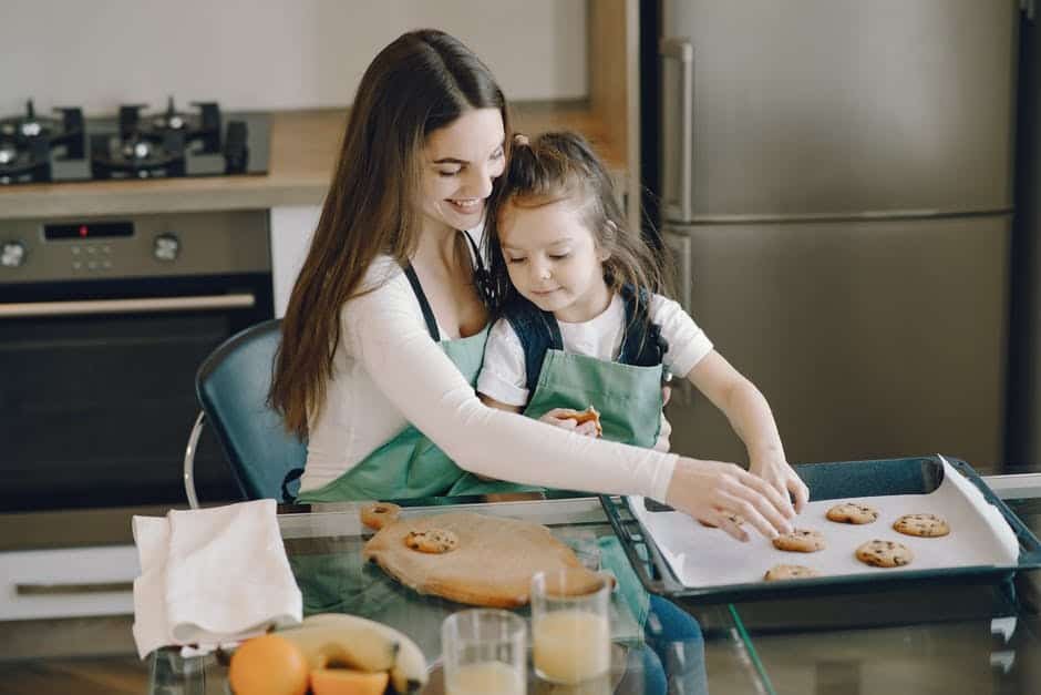 woman and child baking