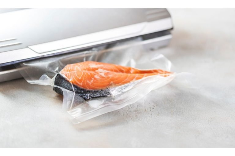 Salmon fillets in a vacuum package