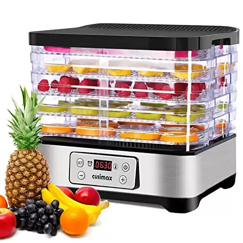 Food Dehydrator, CUSIMAX Electric Dryer Dehydrators Machine with Digital Timer & Temperature Control for Beef Jerky Fruits Meat Herbs Vegetables, 5 Trays, BPA-Free