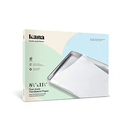 Kana 8 1/4" x 11 1/4" Parchment Paper -140 Pre-cut Sheets - For Cooking, Baking, Panini Press, Toaster oven, Food dehydrator