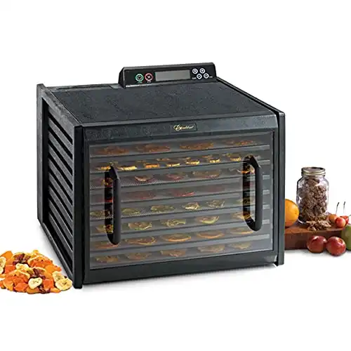 Excalibur Electric Food Dehydrator Clear Door for Viewing Progress Adjustable Thermostat 48-Hour Timer Automatic Shut Off 15 Square Feet of Drying Space, 9-Tray, Black