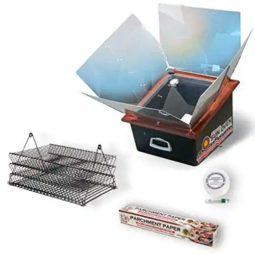 Sun Oven Solar Energy All American Sun Oven with Dehydrating Accessory Pack with Baking Rack Set, Spill-proof levelator, and Pasteurizing Indicator