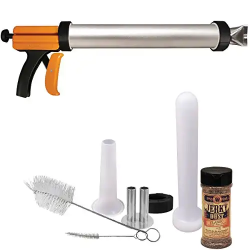 Weston Original Jerky Gun , Aluminum Tube Holds 1.5lbs of Ground Meat, Easy Squeeze Trigger