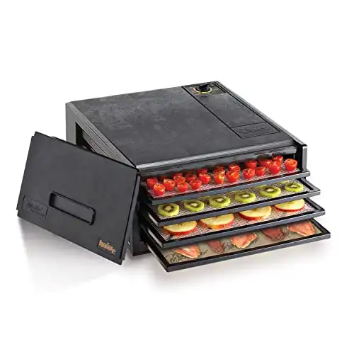 Excalibur Food Dehydrator Electric with Adjustable Thermostat Accurate Temperature Control and Fast Drying, 4-Tray, Black
