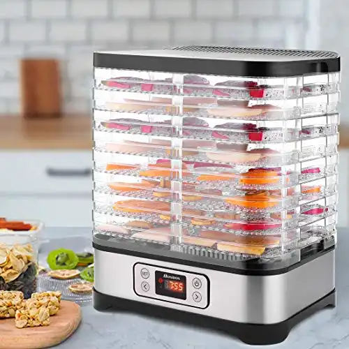 Food Dehydrator Machine, with Fruit Roll Sheet + 8 Trays + 400W Digital Timer and Temperature Control (95ºF-158ºF), for Jerky/Meat/Beef/Fruit/Vegetable, BPA Free