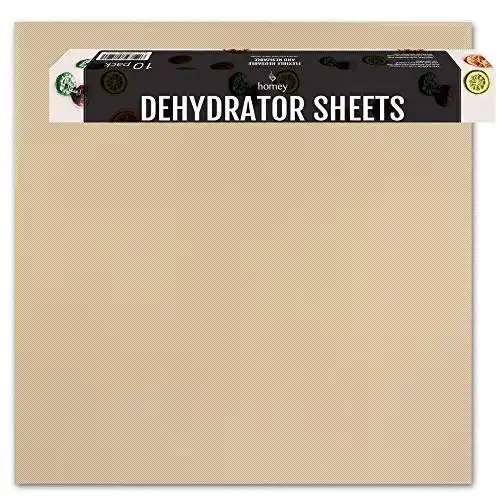 Homey 10-Pack Flexible Reusable and Resizable Non Stick Teflon Food Dehydrator Sheets, 14x14-Inches