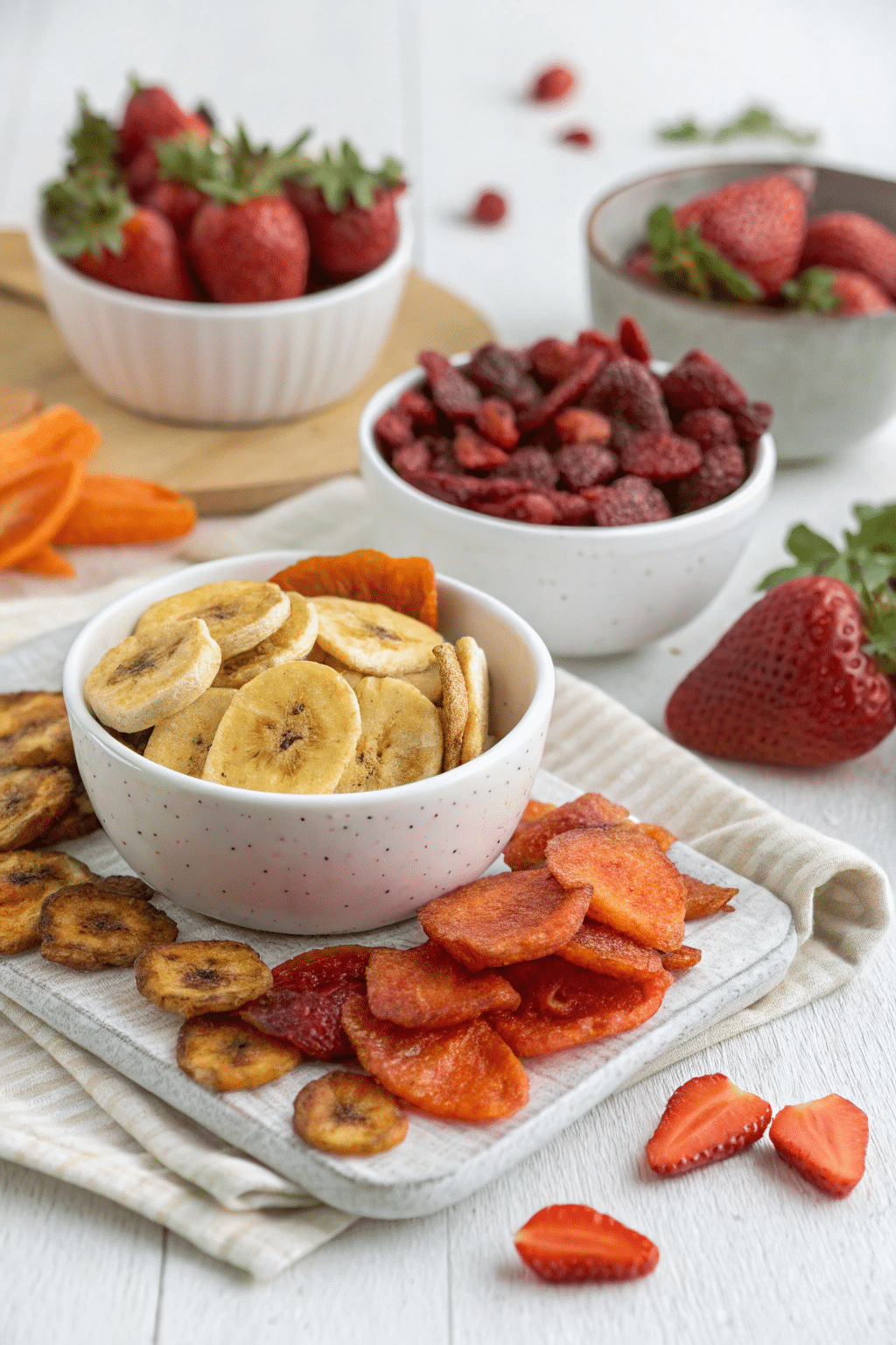 dehydrated food in a bowl with banana chips