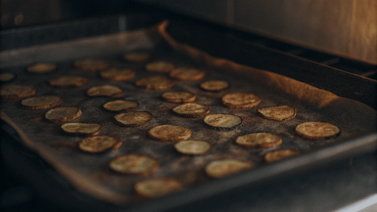 Zucchini chips being dehydrated.
