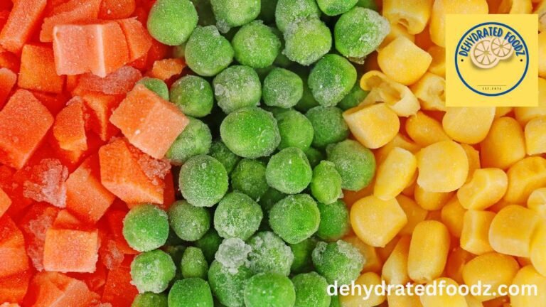 a bunch of frozen carrot cubes, frozen peas and frozen sweetcorn as an image