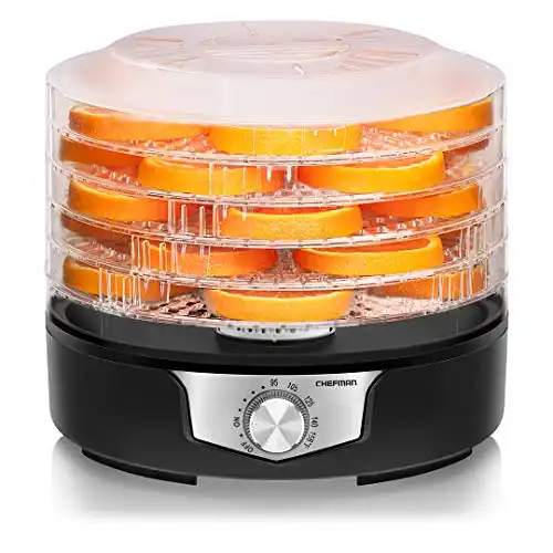 Chefman 5-Tray Food Dehydrator, 11.4-Inch Transparent Trays, Adjustable Temperature Control, Easily Create Dried Snacks For The Family, Prepare Fruits, Jerky, Vegetables, Meats, & Herbs