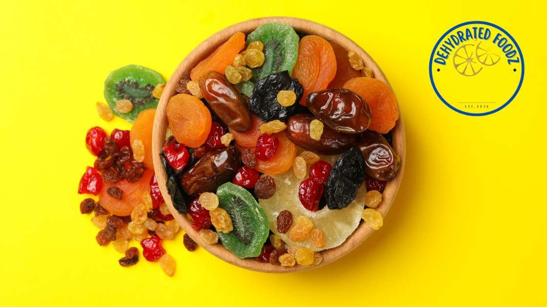dehydrated food in a bowl on a sun yellow background