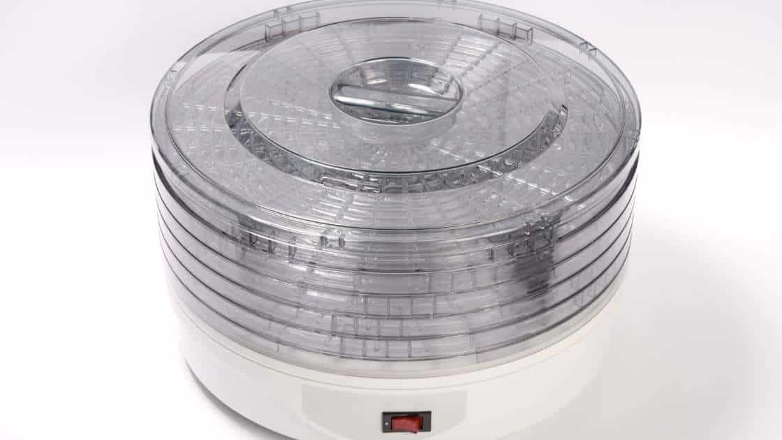 image of a circle transparent food dehydrator on a white background