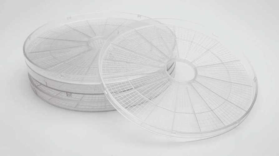 The image features a set of dehydrator replacement trays, designed to fit various dehydrators for drying fruits, vegetables, herbs, and meats. These reusable trays are clean and displayed neatly, showcasing their durability and functionality as essential accessories for food preservation.