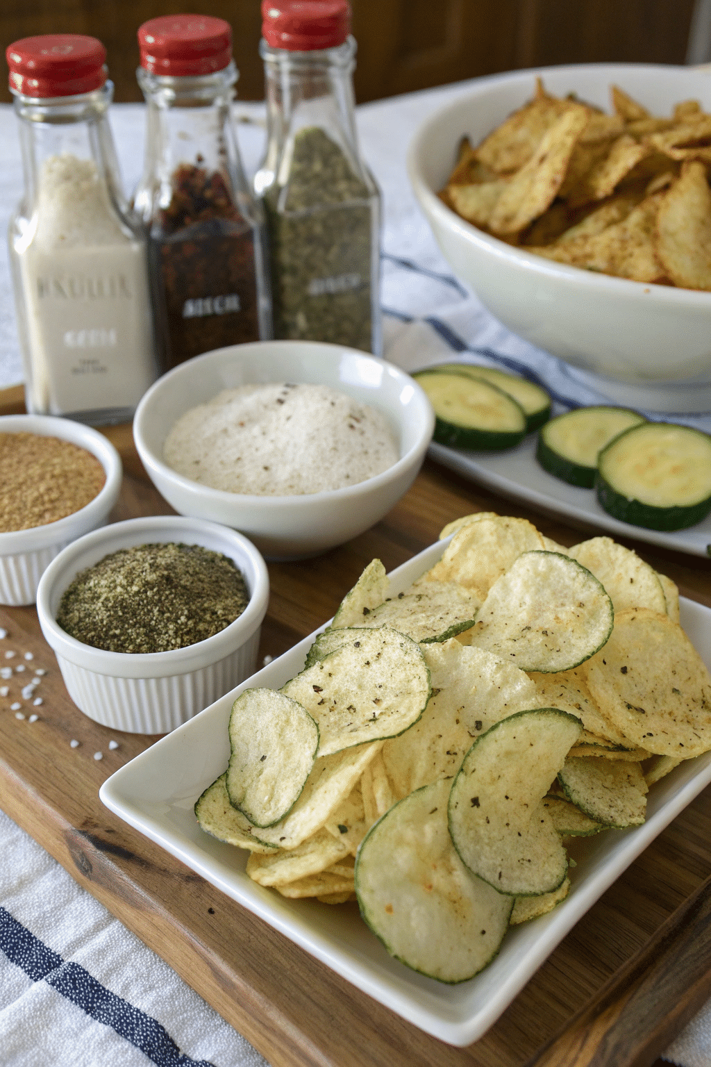 A display of different seasonings on a kitchen table