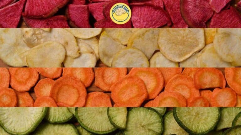 variety of dehydrate vegetable chips with beetroot, carrots, potator and radishes
