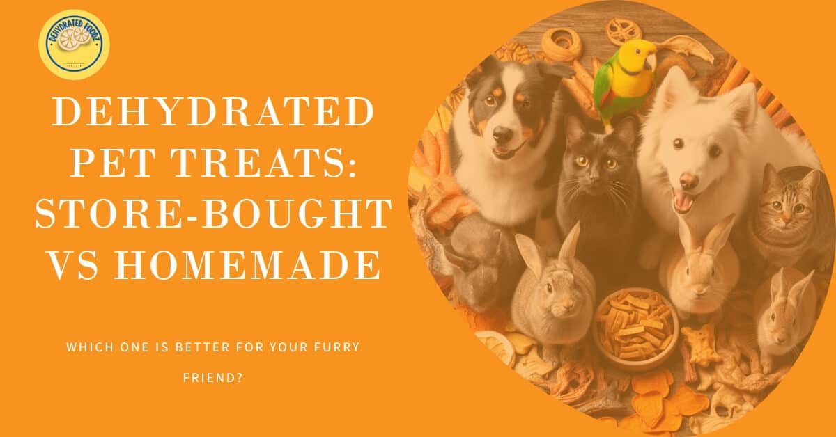 pet cats, dogs and rabbits surrounded by dehydrated pet treats on a orange background