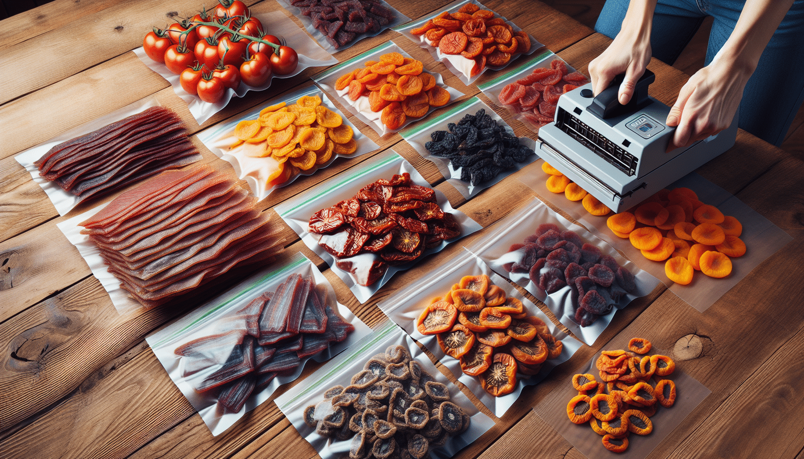 Vacuum sealing different types of dehydrated foods