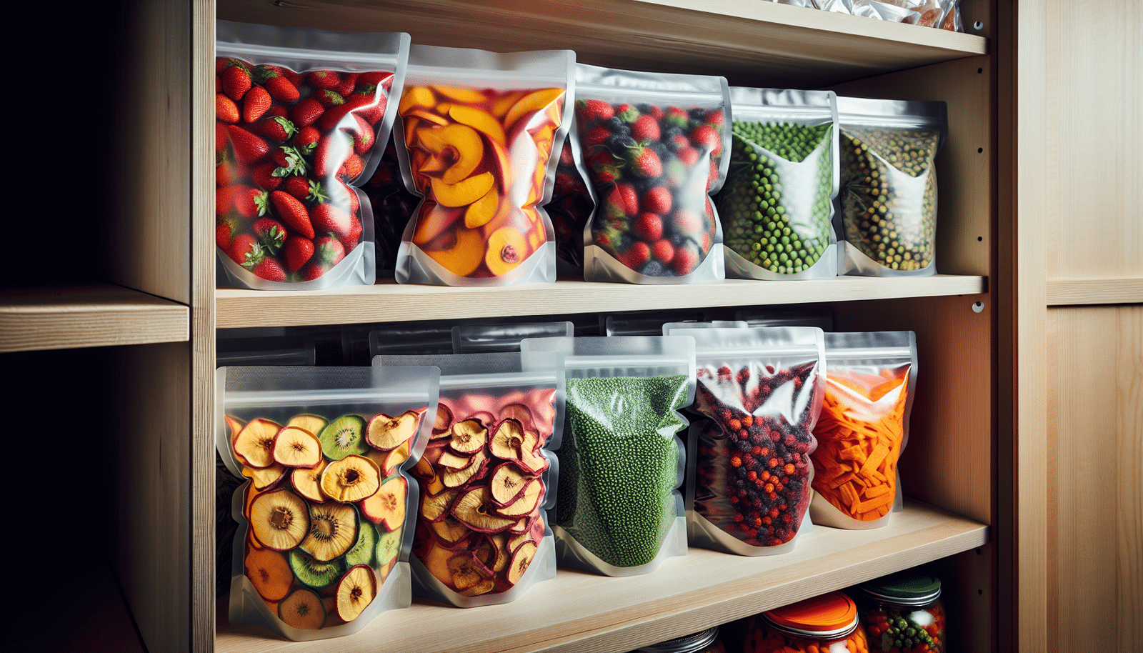 Shelf life of vacuum sealed dehydrated fruits and vegetables