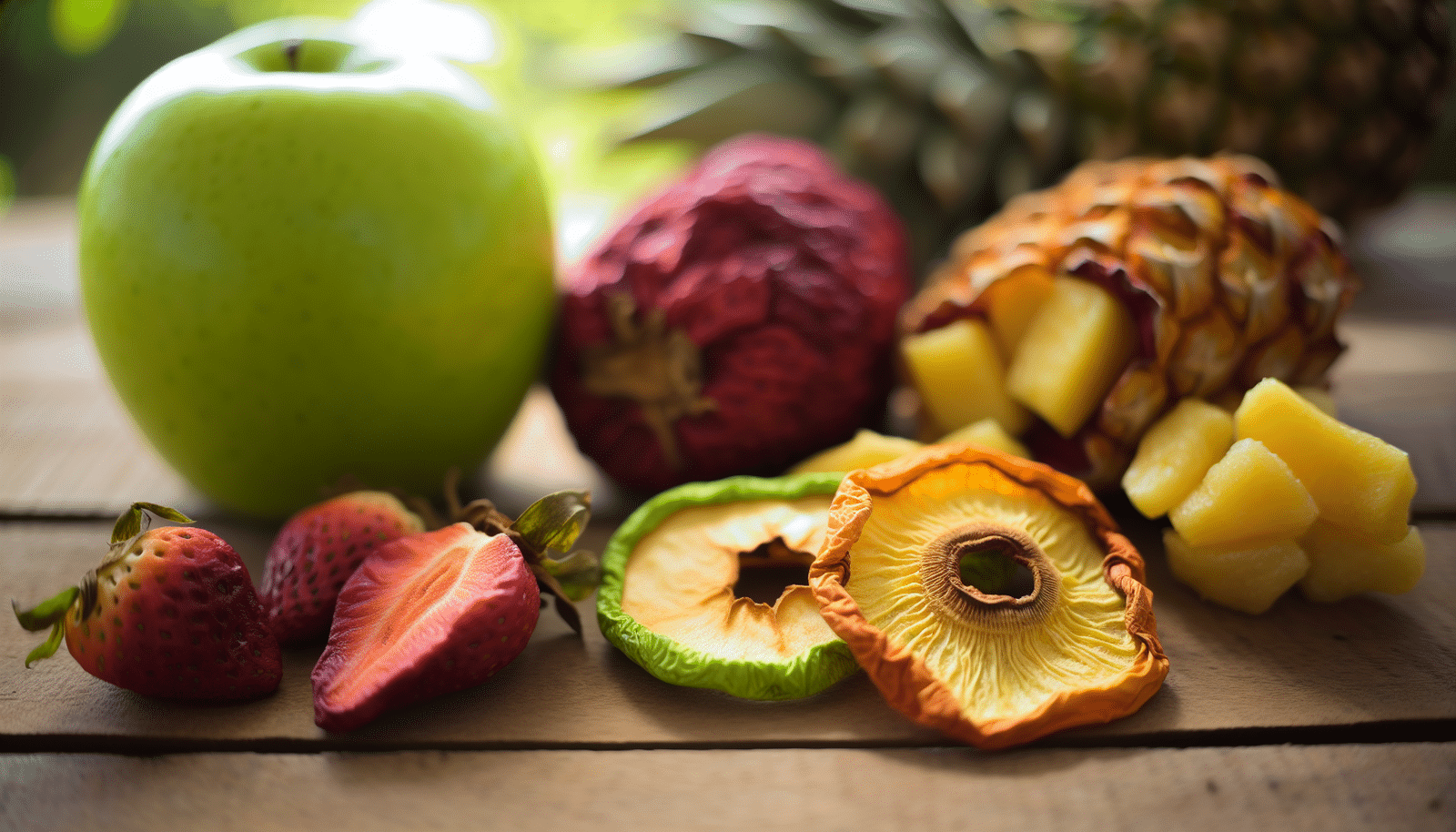 Comparison of fresh and dehydrated fruits