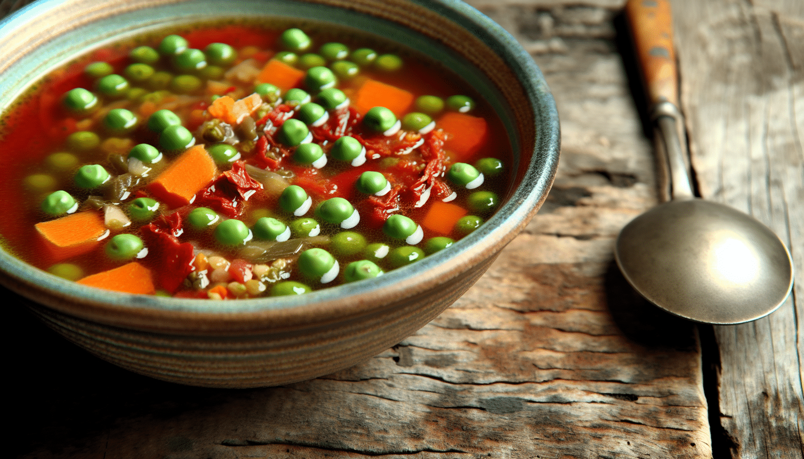 Hearty freeze dried vegetable soup in a bowl