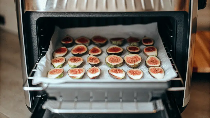 Sliced figs in an air fryer
