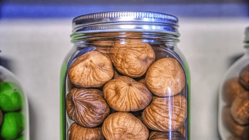 dried figs stored in a mason jar.