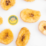 dehydrated banana chips on a white background