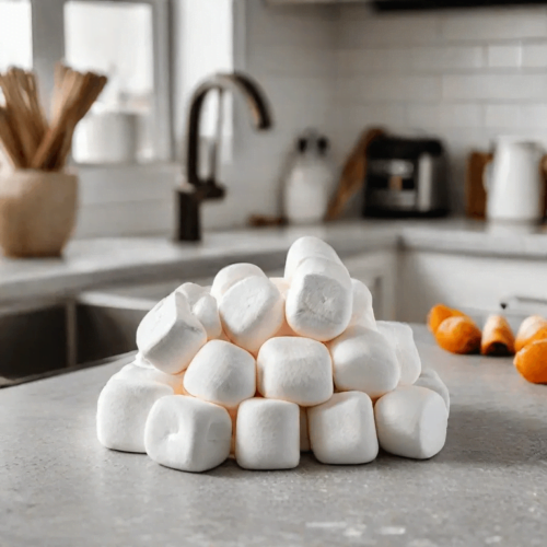 marshmallows on a kitchen countertop
