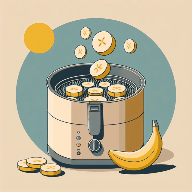 image of air fryer wih slices of bananas in the air fryer