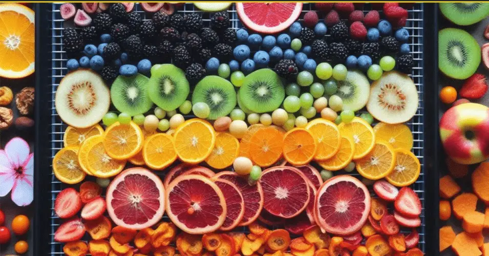 different fruits sliced and overlapping each other.