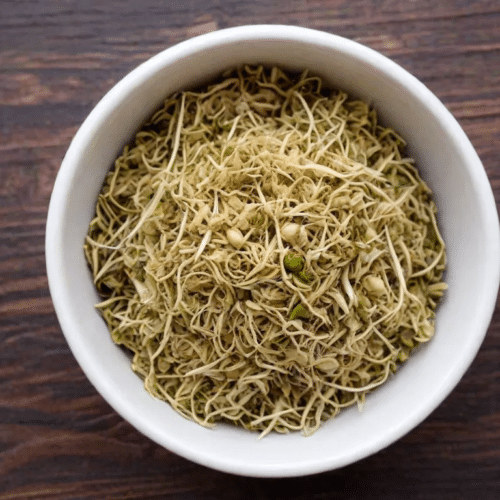 dried sprouts in abowl on a wooden table