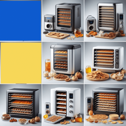 a collage image of different food dehydrators