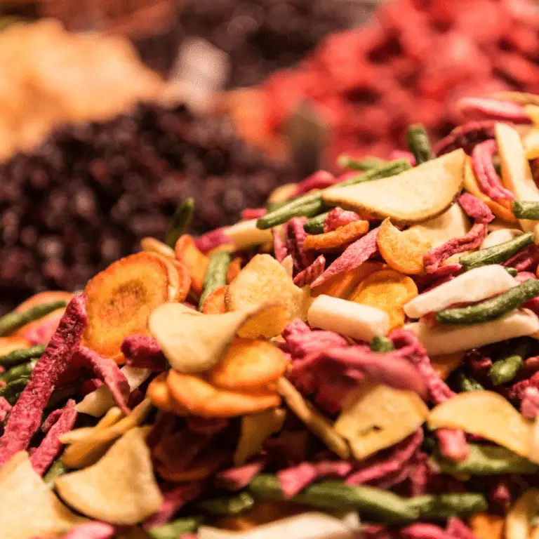 dehydrated vegetables overlapped on each other