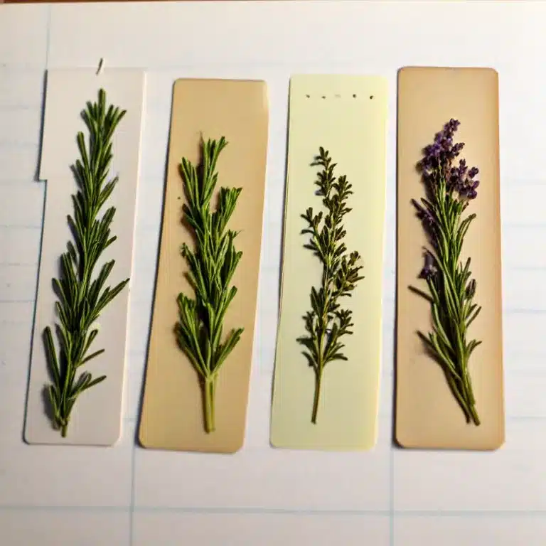 herbs such as lavender on a bookmark