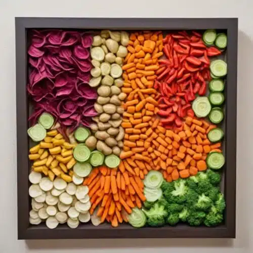 dried vegetables on a art frame