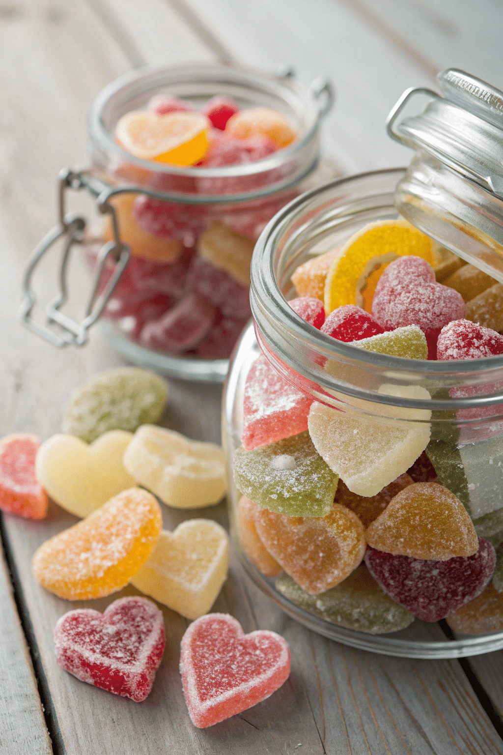 Different freeze dried candies in jar
