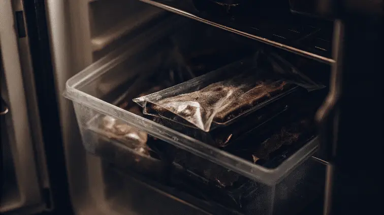 Jerky frozen in a vacuum sealed bag.