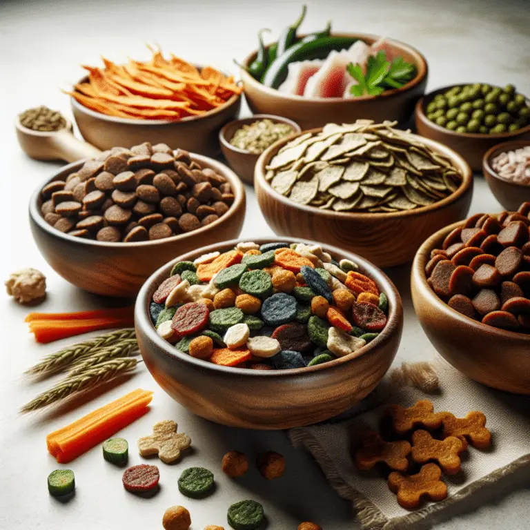dehydrated dog foods in a couple of bowls.