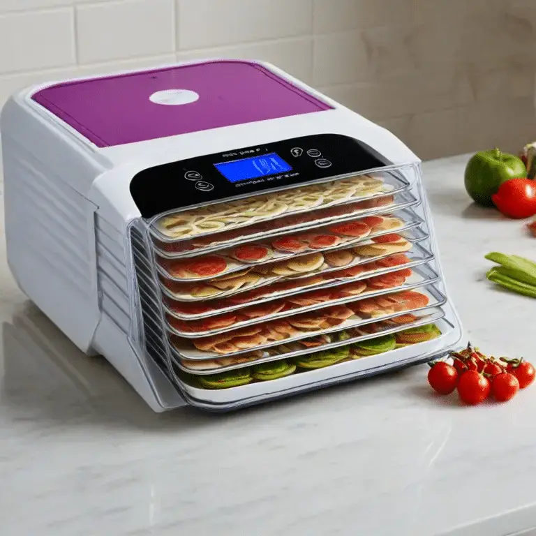 digital food dehydrator on a marble countertop