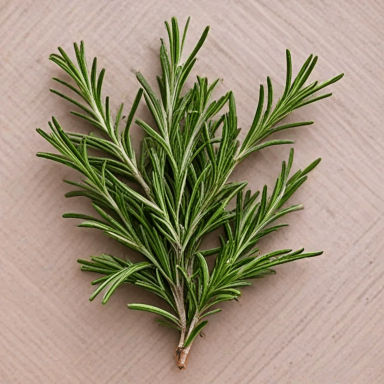 rosemary twig on a wooden table