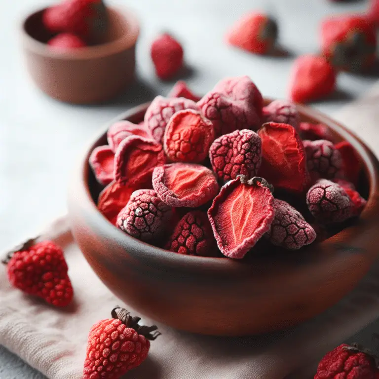 freeze dried strawberries in a bowl