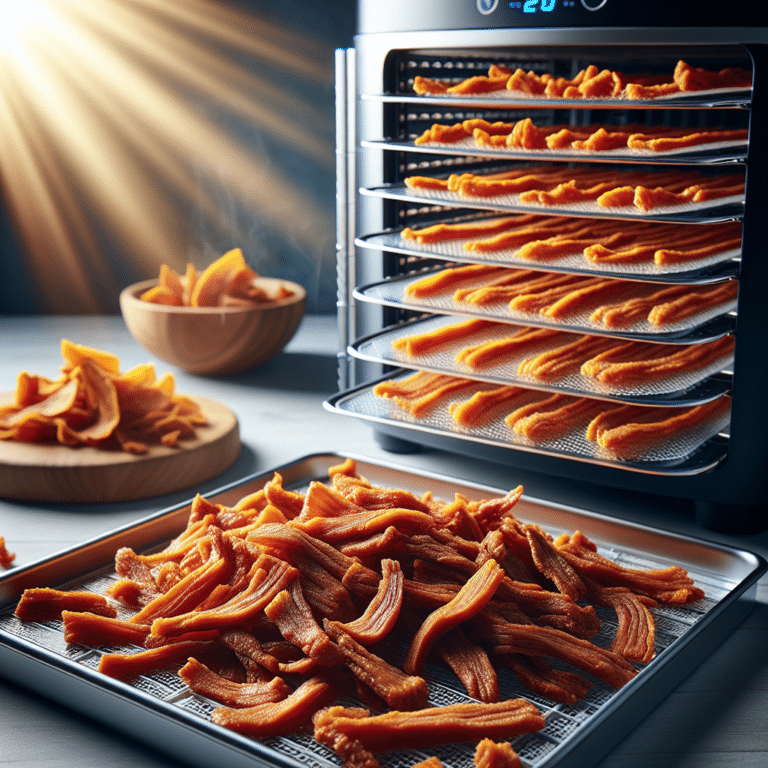 chicken being dehydrated in a food dehydrator