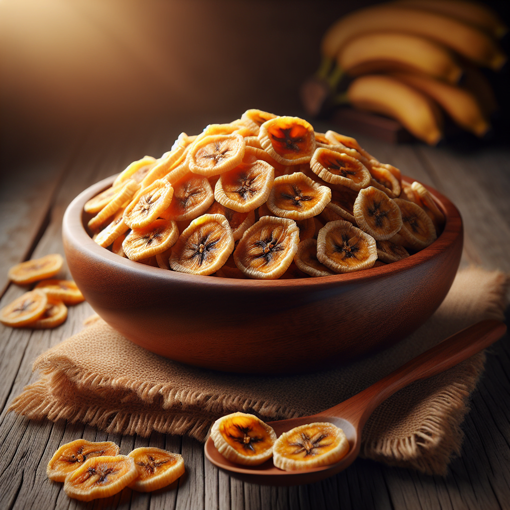 dried banana chips in a bowl