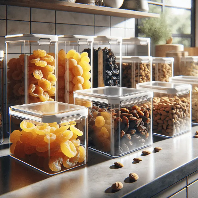 food dehydrator with dried fruit in the containers