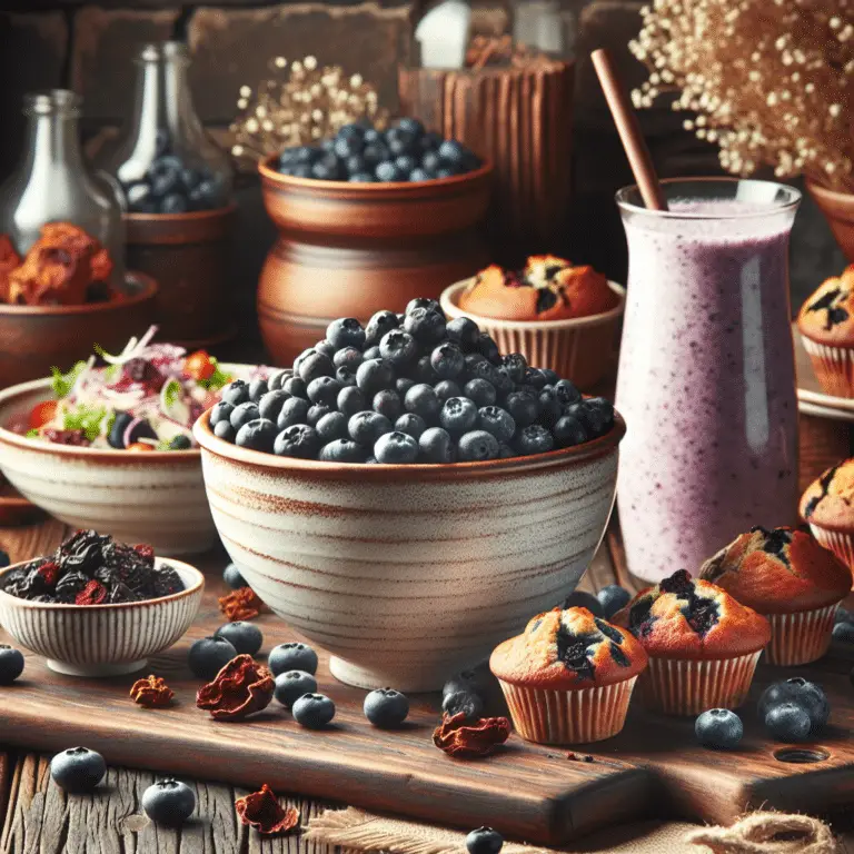 blueberries in a bowl on a table