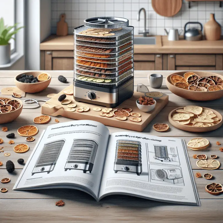 food dehydrator manual on a table